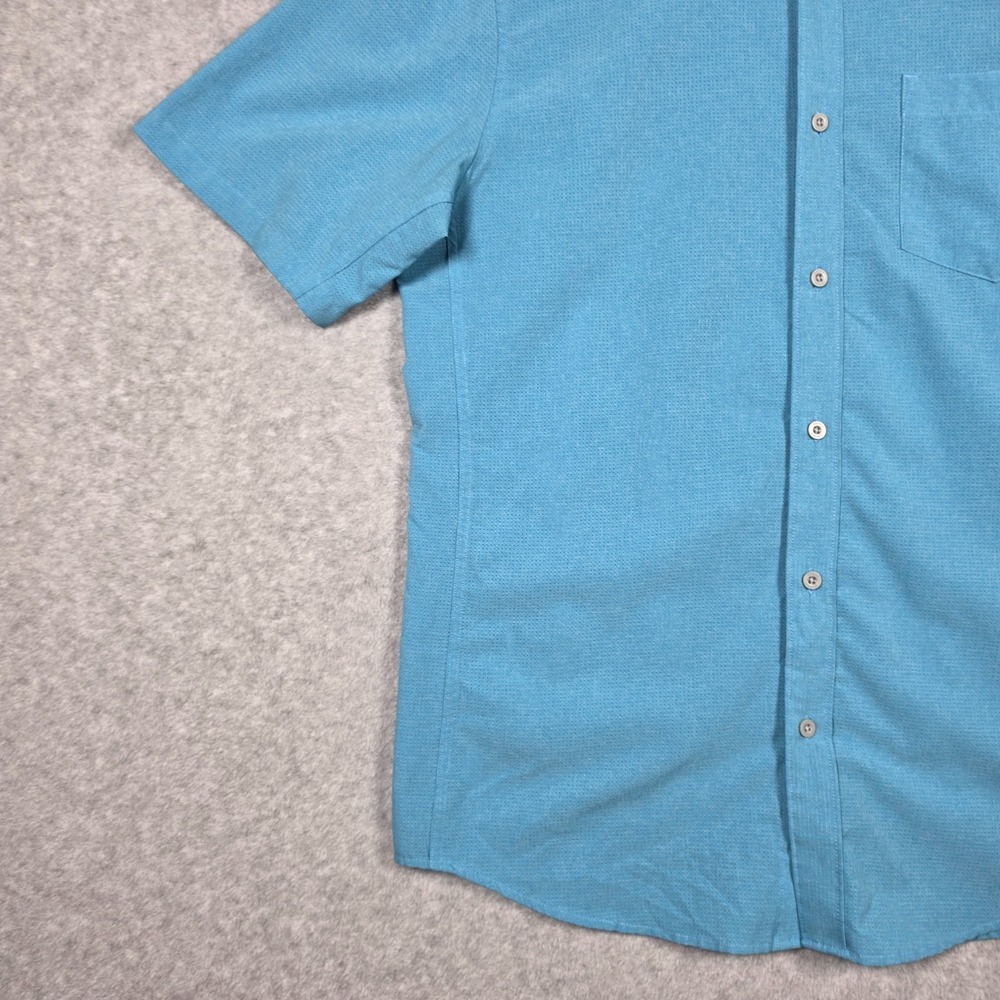 Marmot Shirt Mens Size Medium Cyan Lightweight Perforated Airy Button Down Hike - Picture 5 of 11